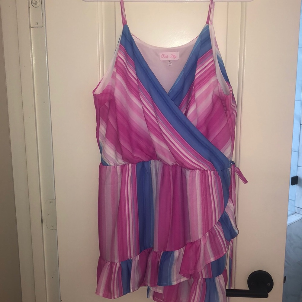 Pink blue romper